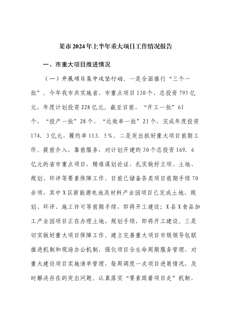 某市2024年上半年重大项目工作情况报告.docx,第1页预览
