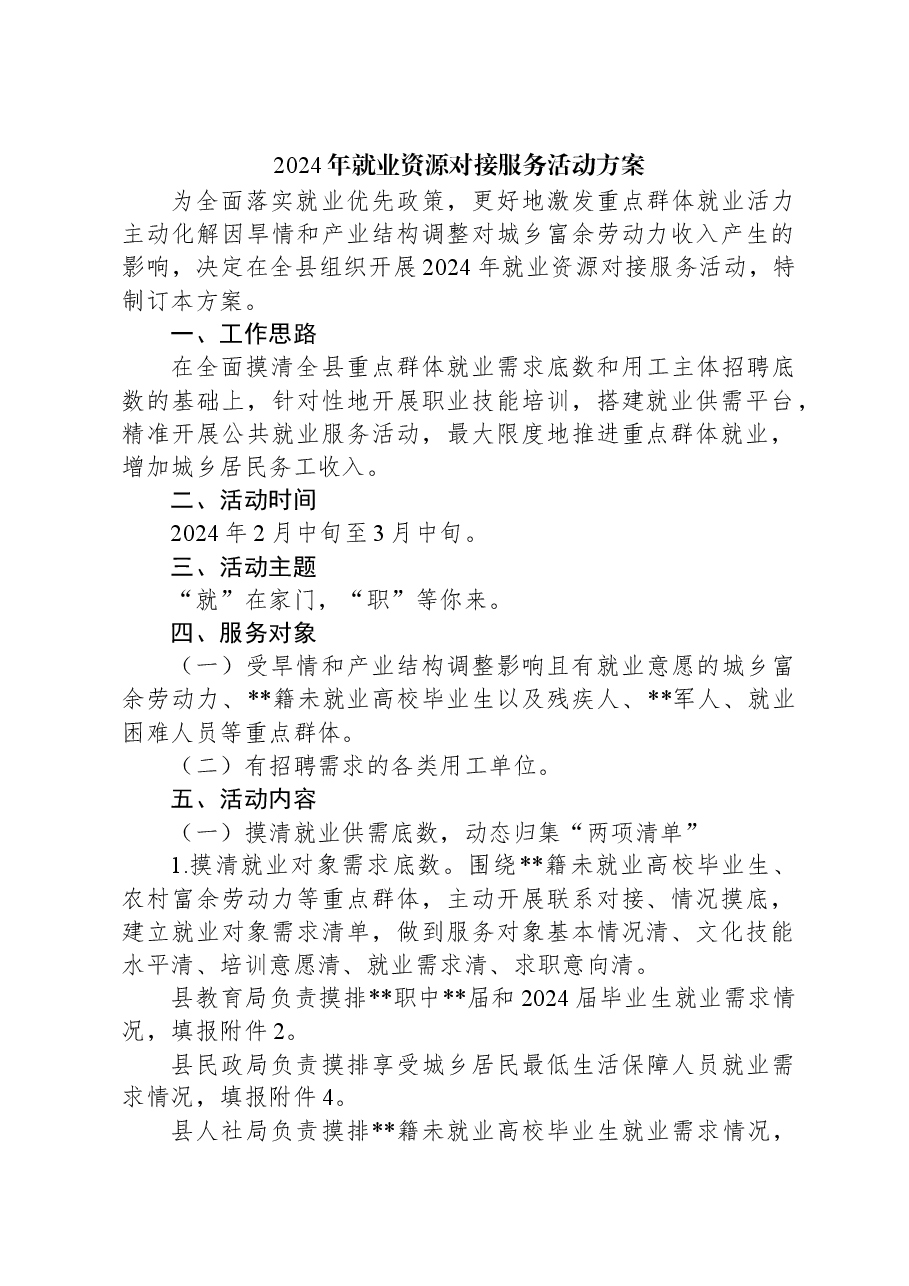 2024年就业资源对接服务活动方案.docx,第1页预览