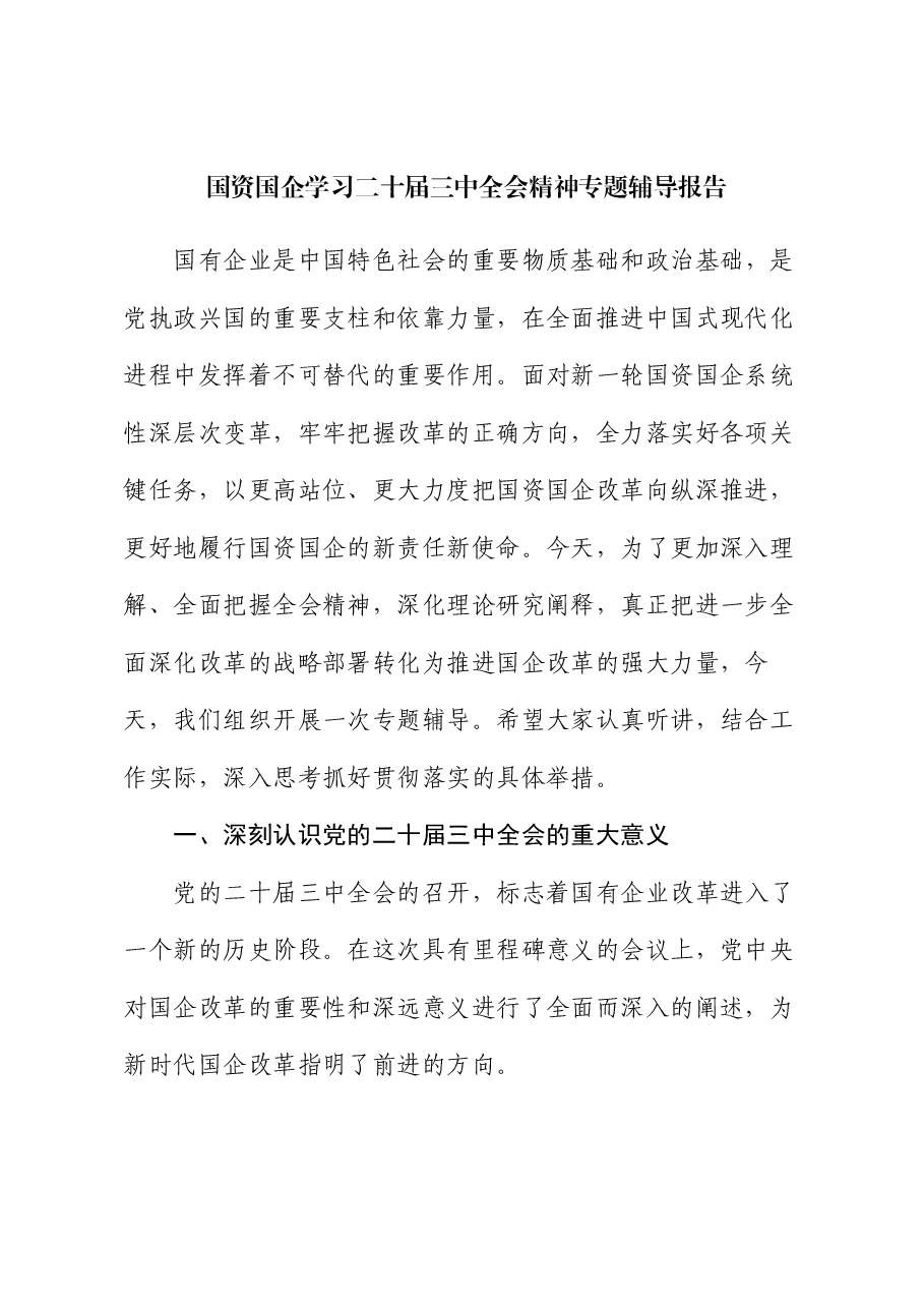 国资国企学习二十届三中全会精神专题辅导报告.docx,第1页预览