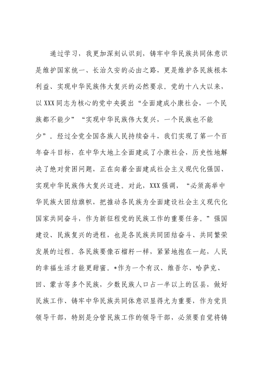 区委领导班子学习铸牢中华民族共同体意识交流发言.docx,第3页预览