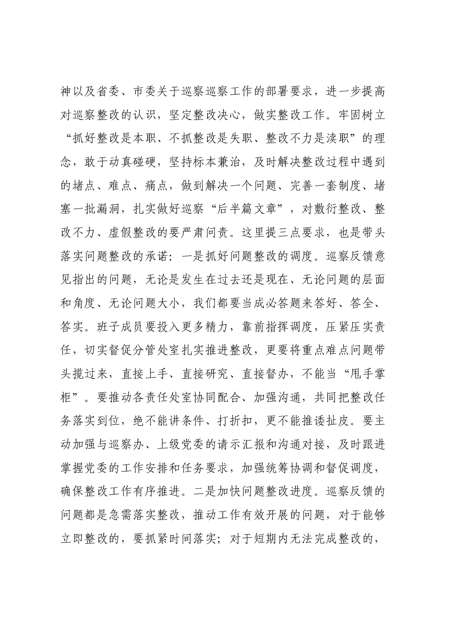 在巡察整改专题民主生活会上的讲话提纲.docx,第2页预览