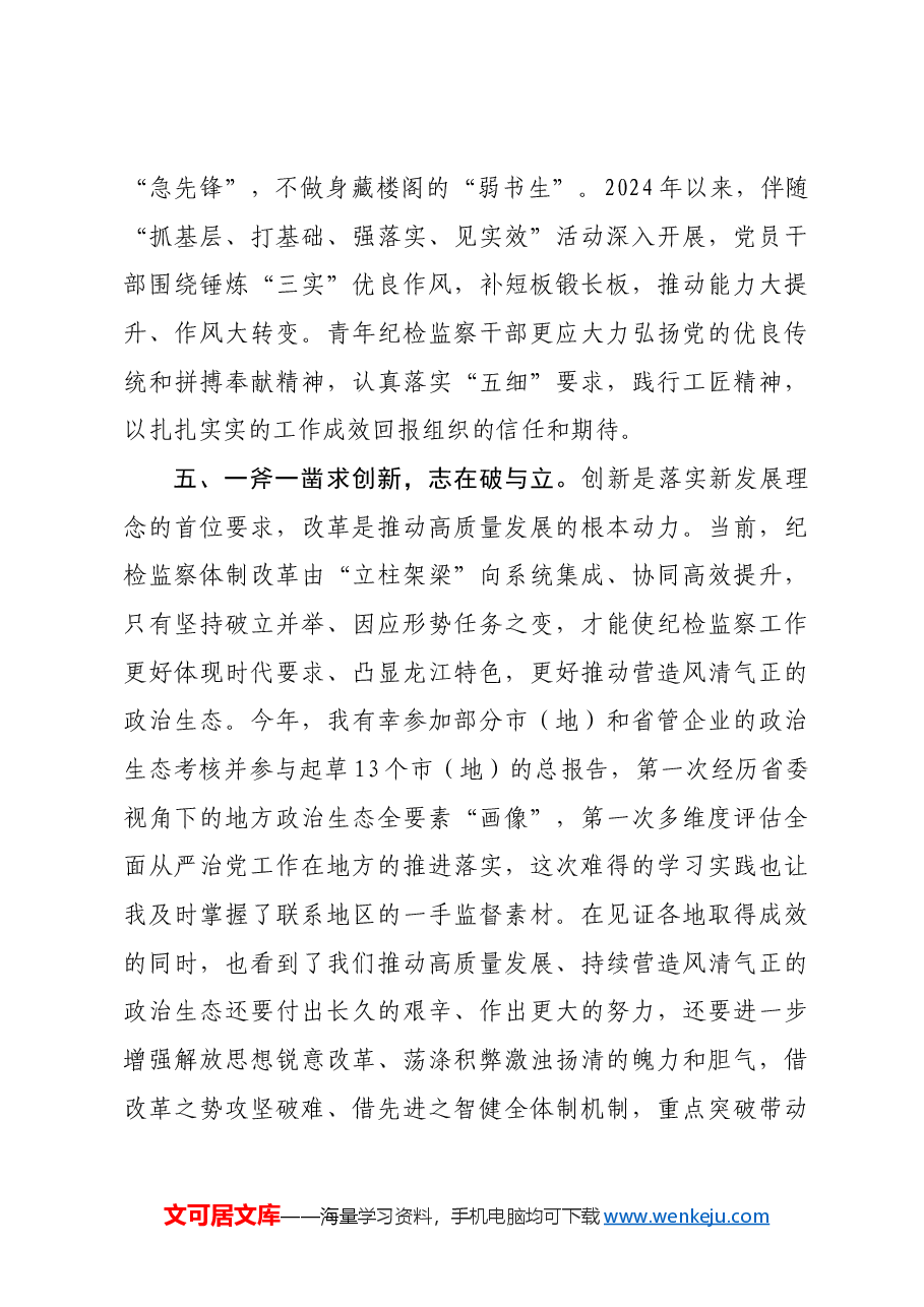 在2024年纪检监察机关党支部青年干部座谈会上的发言.docx,第4页预览