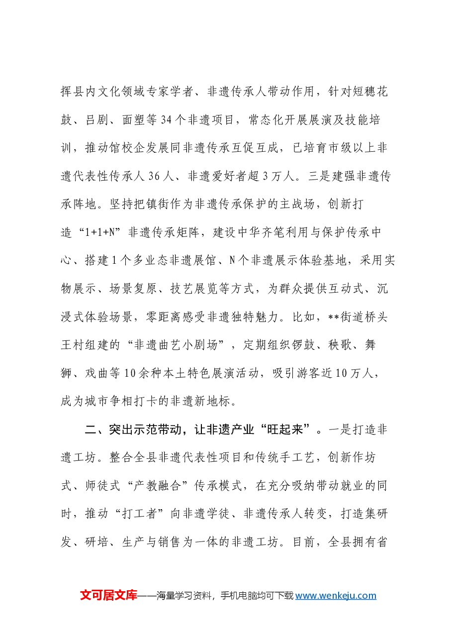 在2024年全市非物质文化遗产保护和传承工作推进会上的发言.docx,第2页预览