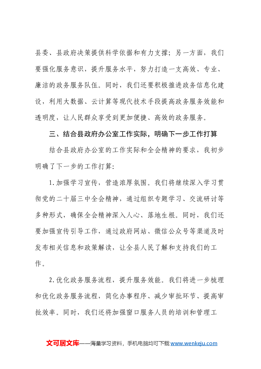 县政府办公室主任学习二十届三中全会精神研讨发言稿.docx,第3页预览