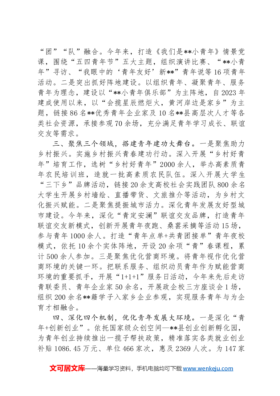 在2024年全市青年发展友好型县域试点创建推进会上的发言.docx,第2页预览