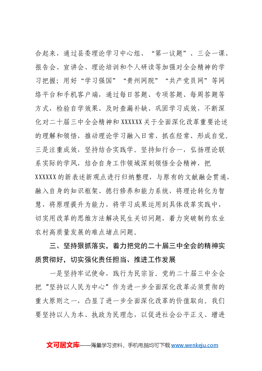 深学细研强思想主动作为抓落实切实推动党的二十届三中全会精神落地见效.docx,第4页预览