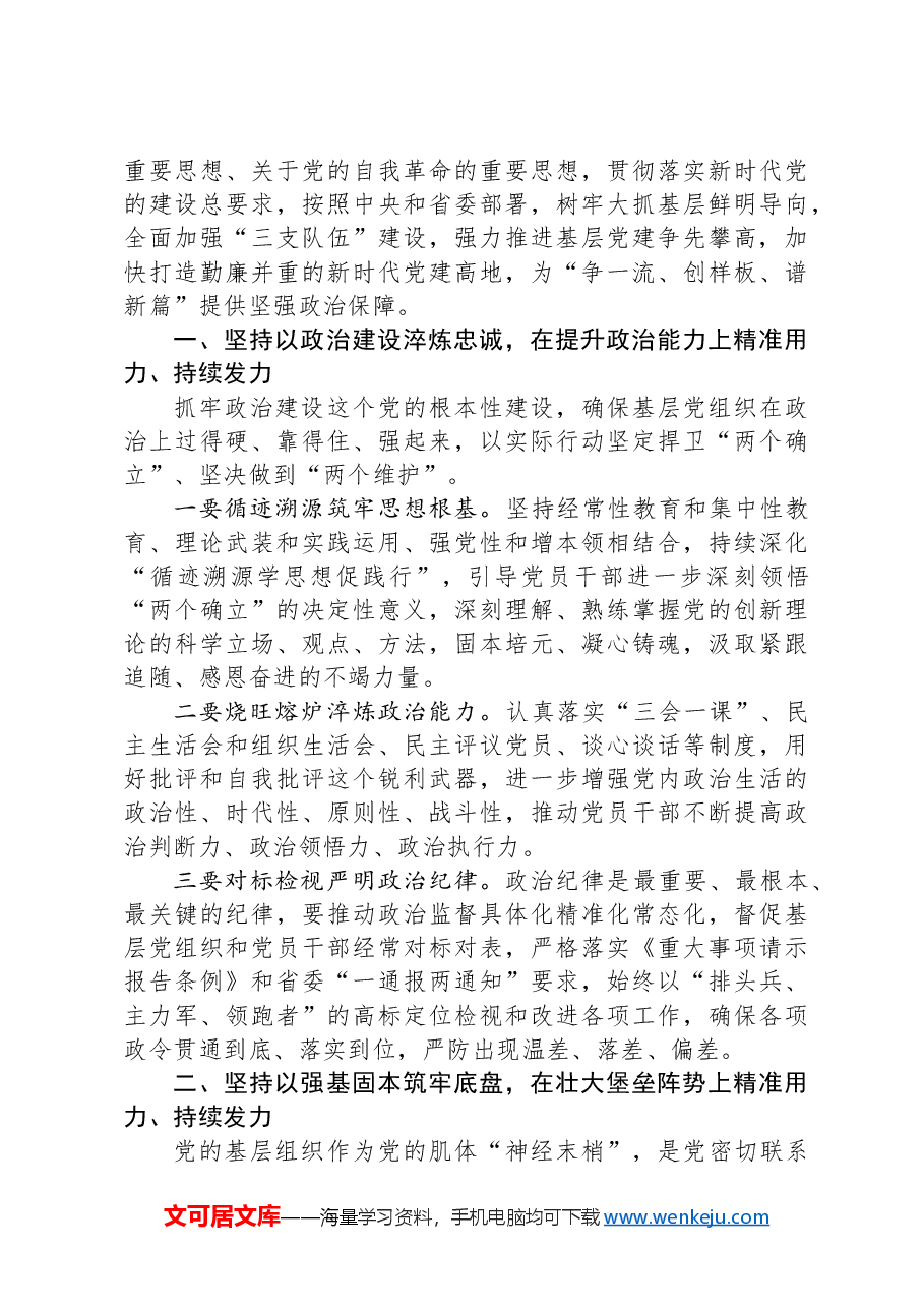 在2024年全市基层党建高质量发展大会上的讲话.docx,第3页预览