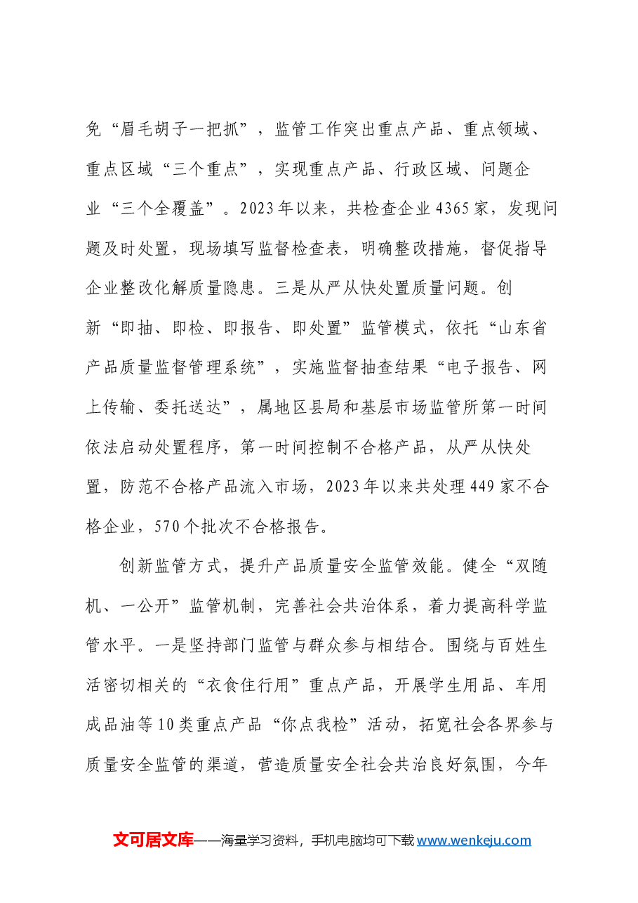 在2024年全市重点工业产品质量安全问题治理推进会上的汇报发言.docx,第2页预览