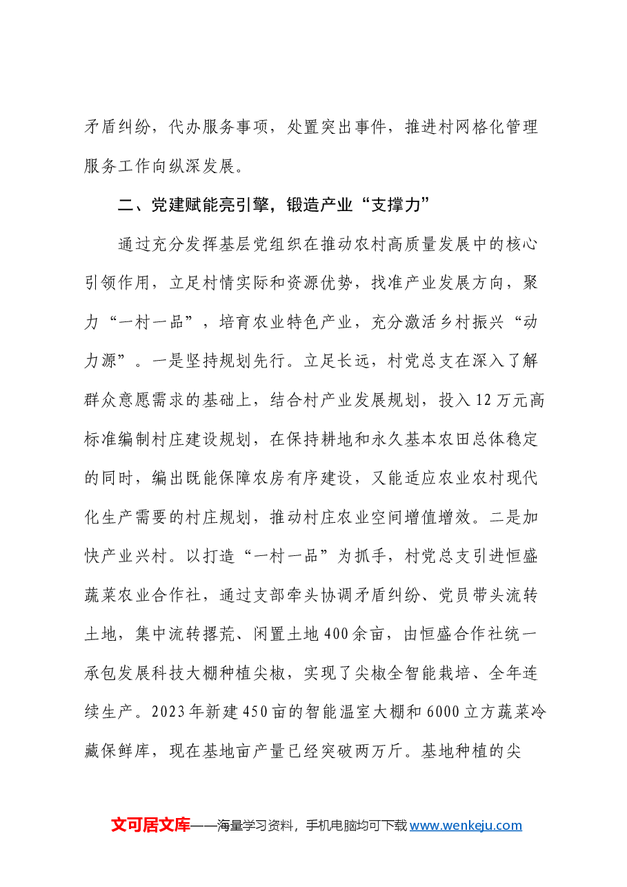 村党总支部书记在“建强堡垒”专项行动专题会议暨党建工作交流会上的发言.docx，第3页预览
