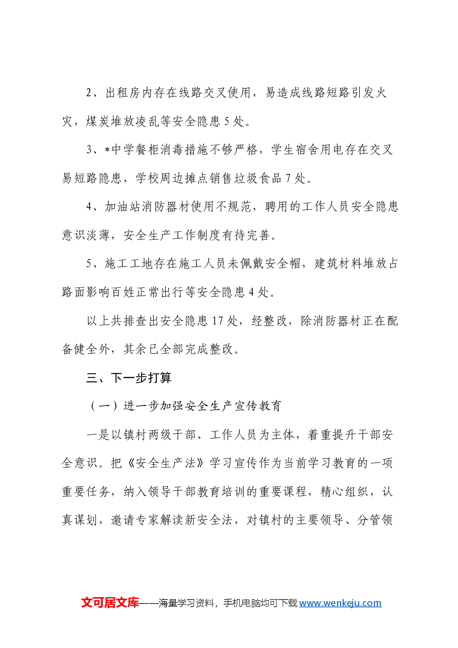 某镇开展安全生产百日专项整治行动工作总结.docx,第4页预览