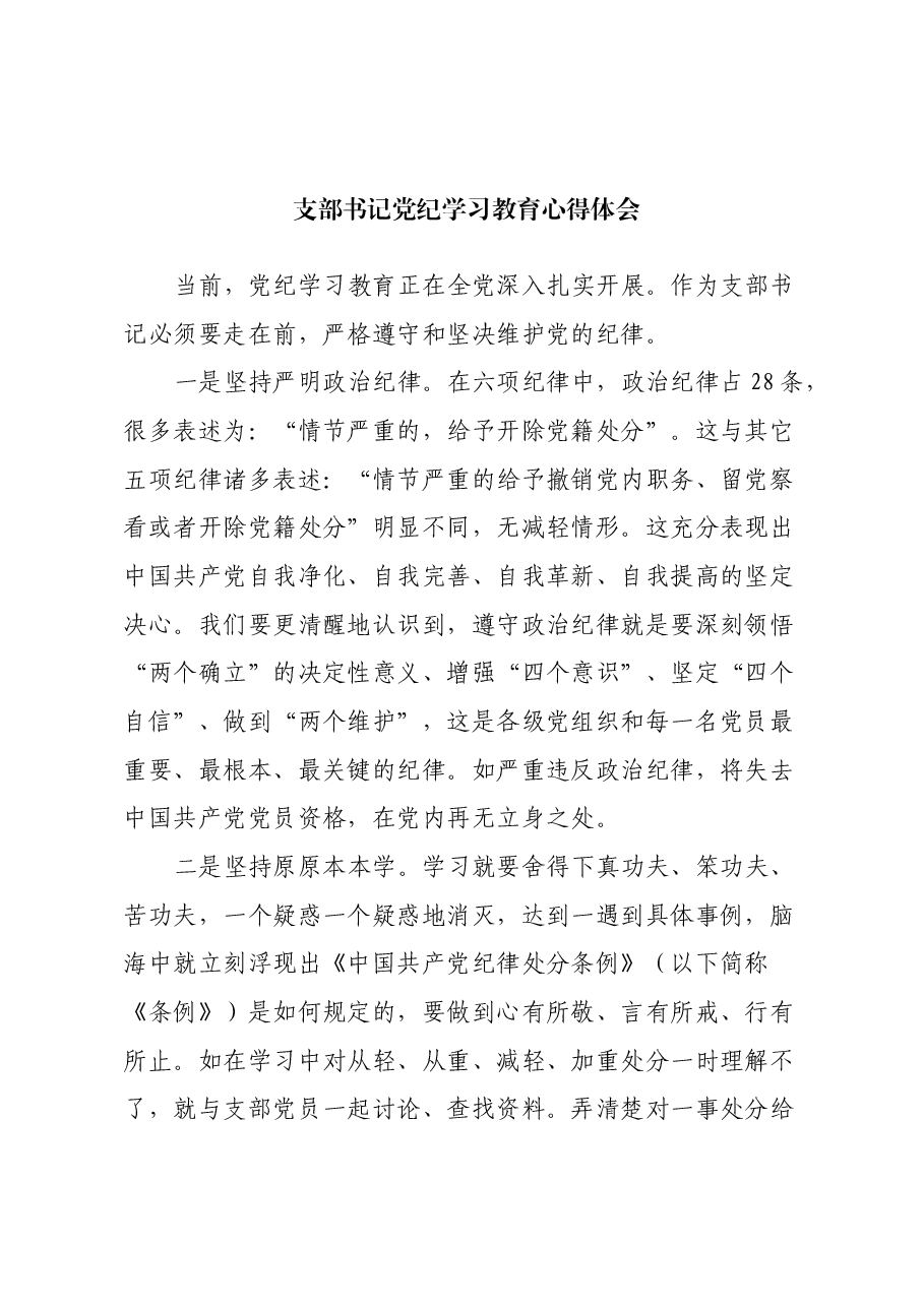 支部书记党纪学习教育心得体会.docx，第1页预览