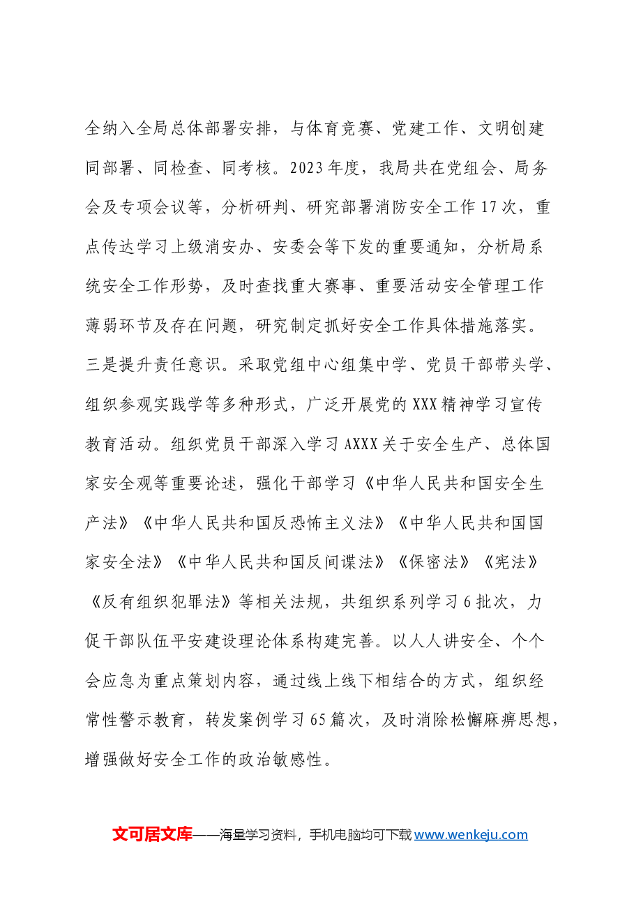 市体育局关于消防安全工作落实情况的总结报告.docx,第2页预览
