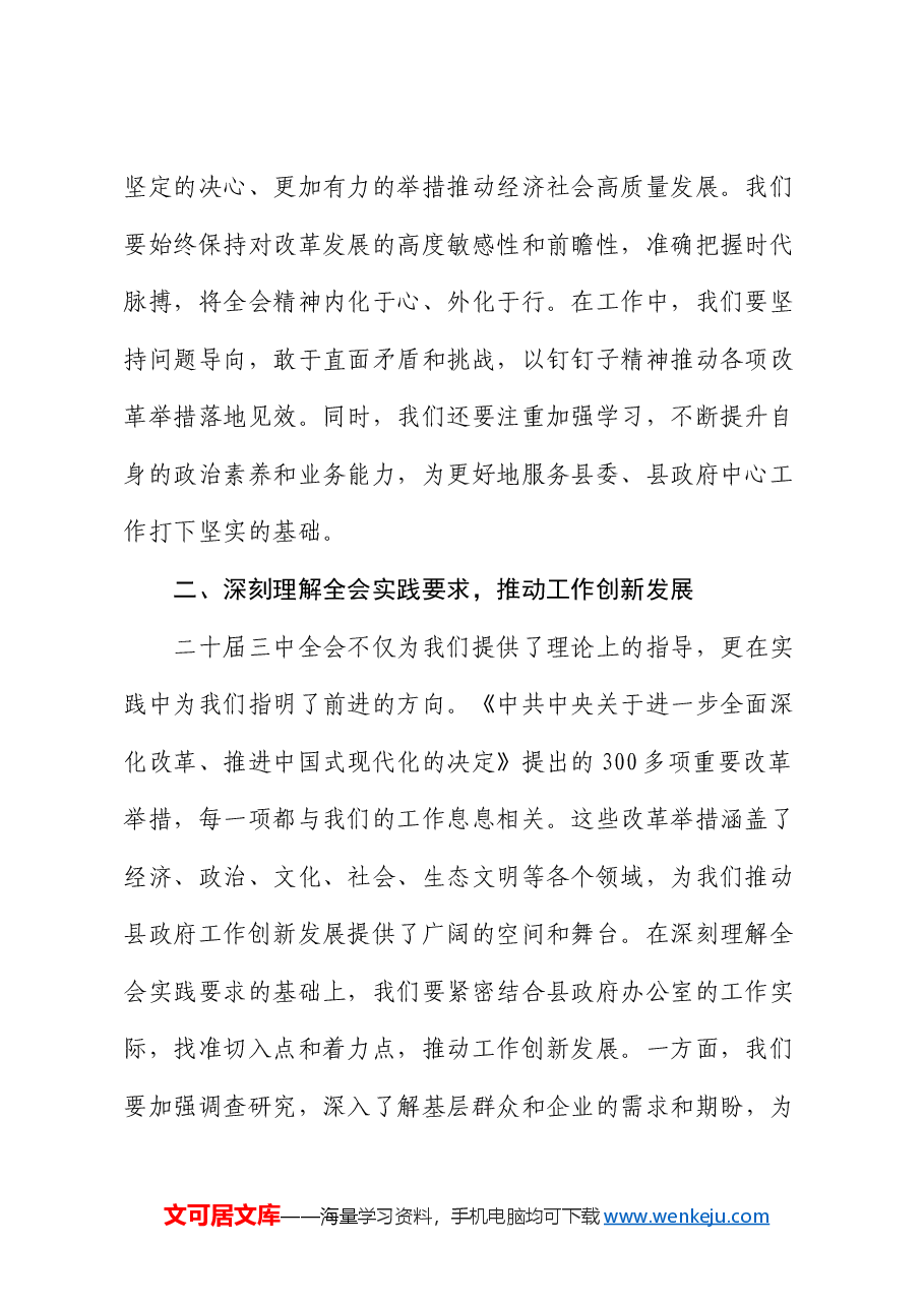 县政府办公室主任学习二十届三中全会精神研讨发言稿.docx,第2页预览