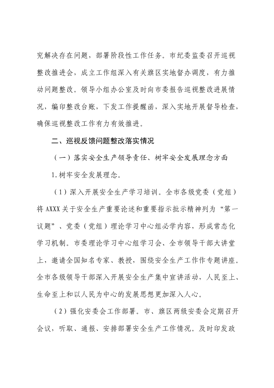 安全生产工作专项巡视整改进展情况的报告.docx,第3页预览