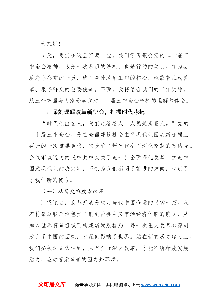 (8篇)在学习贯彻党的二十届三中全会精神宣讲报告会上的讲话材料汇编.docx,第2页预览