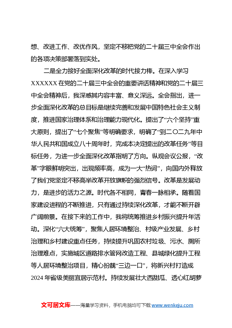 党的二十届三中全会研讨班交流发言.docx,第2页预览