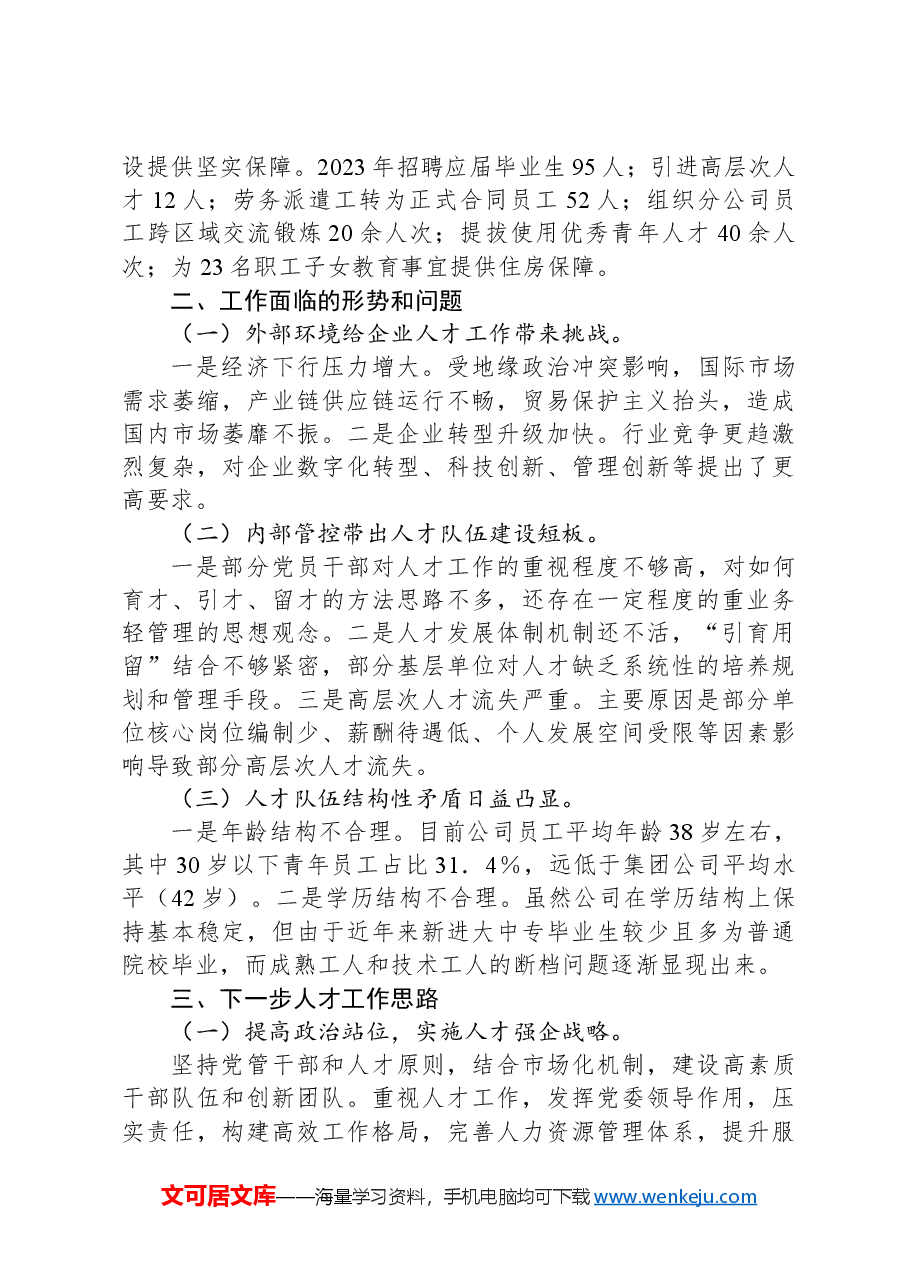 企业2024年人才队伍建设工作报告.docx,第3页预览