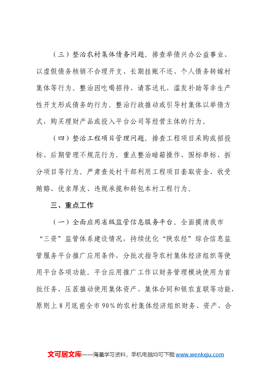 市农村集体“三资”监管突出问题集中整治百日攻坚行动实施方案.docx,第3页预览