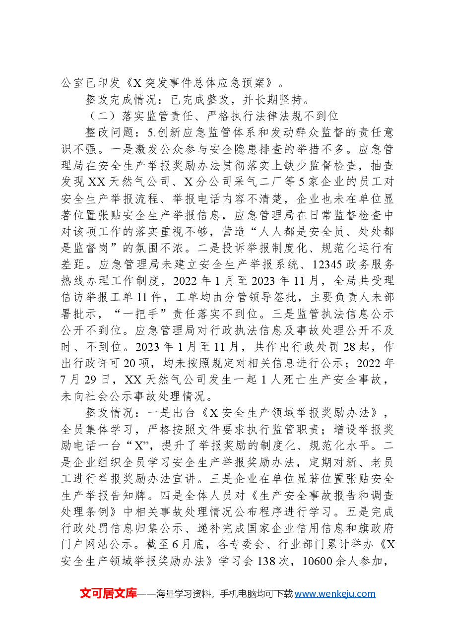 XX局关于市委巡察组安全生产工作开展专项巡察整改情况的报告.docx,第4页预览
