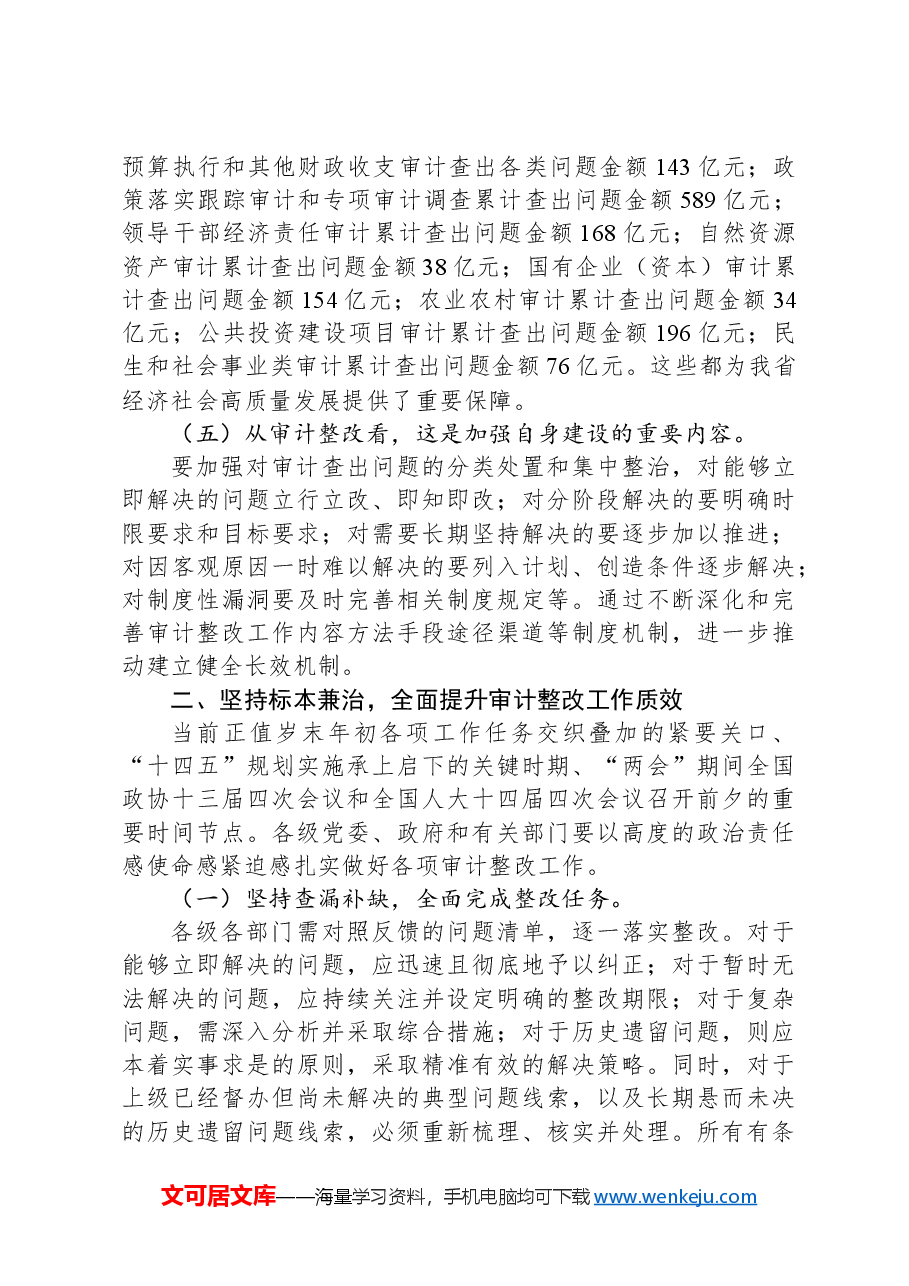 在重点民生项目和专项审计调查整改工作推进会上的讲话.docx,第3页预览