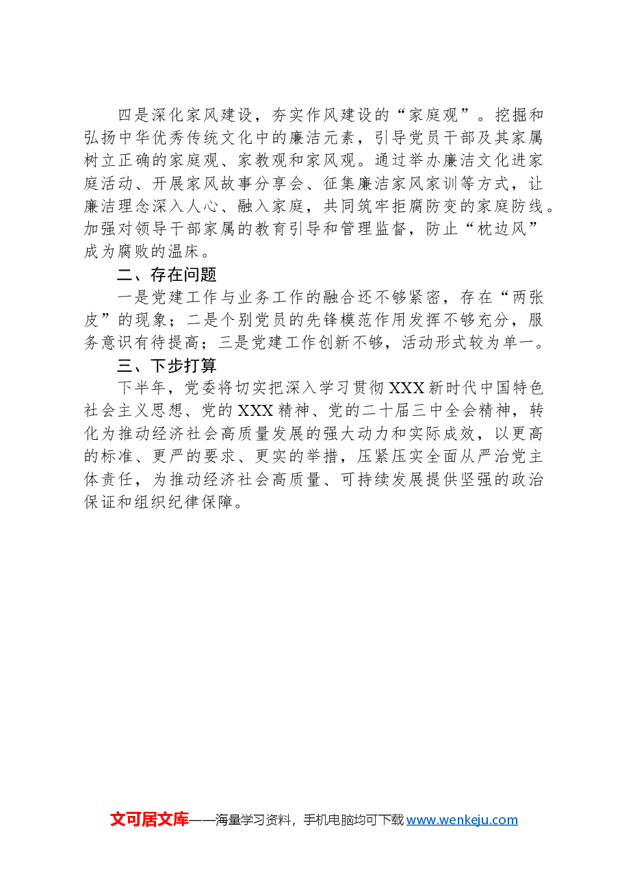 2024年落实全面从严治党工作开展情况报告.docx,第4页预览