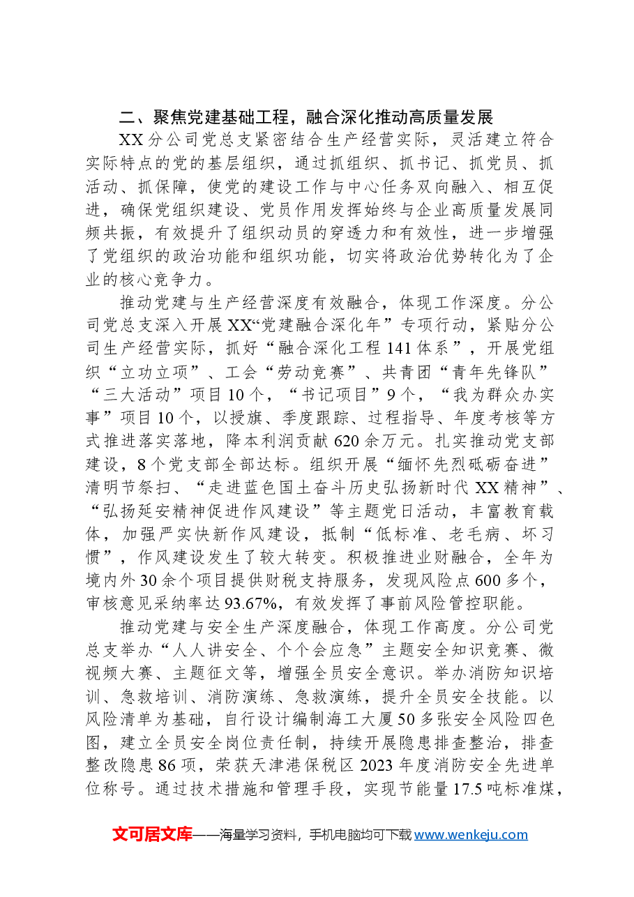 在集团党的建设高质量发展推进会上的汇报发言.docx,第3页预览