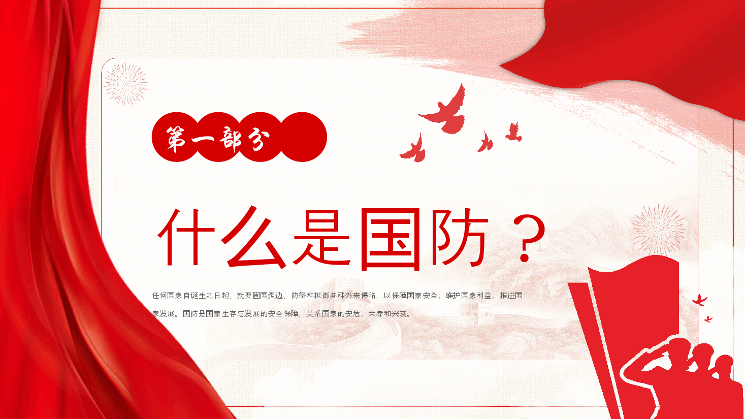简约风大学生国防教育科普PPT模板.pptx，第3页预览