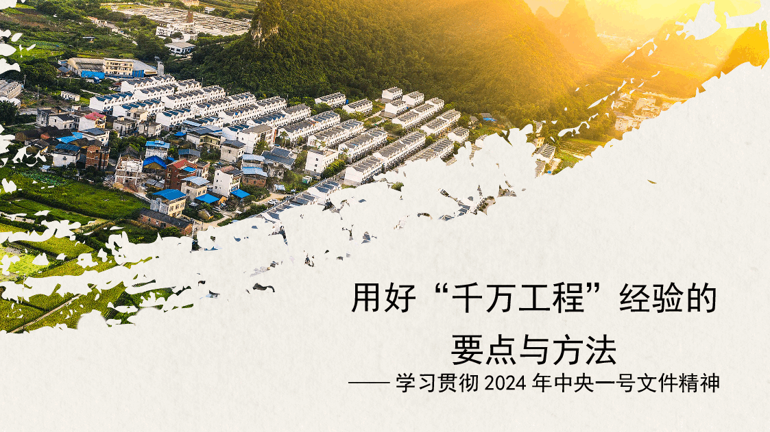 学习贯彻2024年中央一号文件精神 用好“千万工程”经验的要点与方法(PPT).pptx,第1页预览