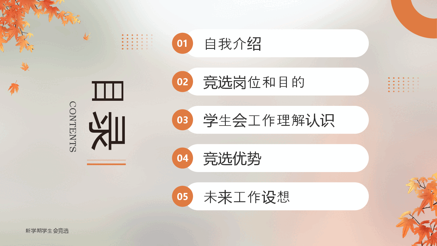橙色简约风学生会竞选PPT模板.pptx,第2页预览