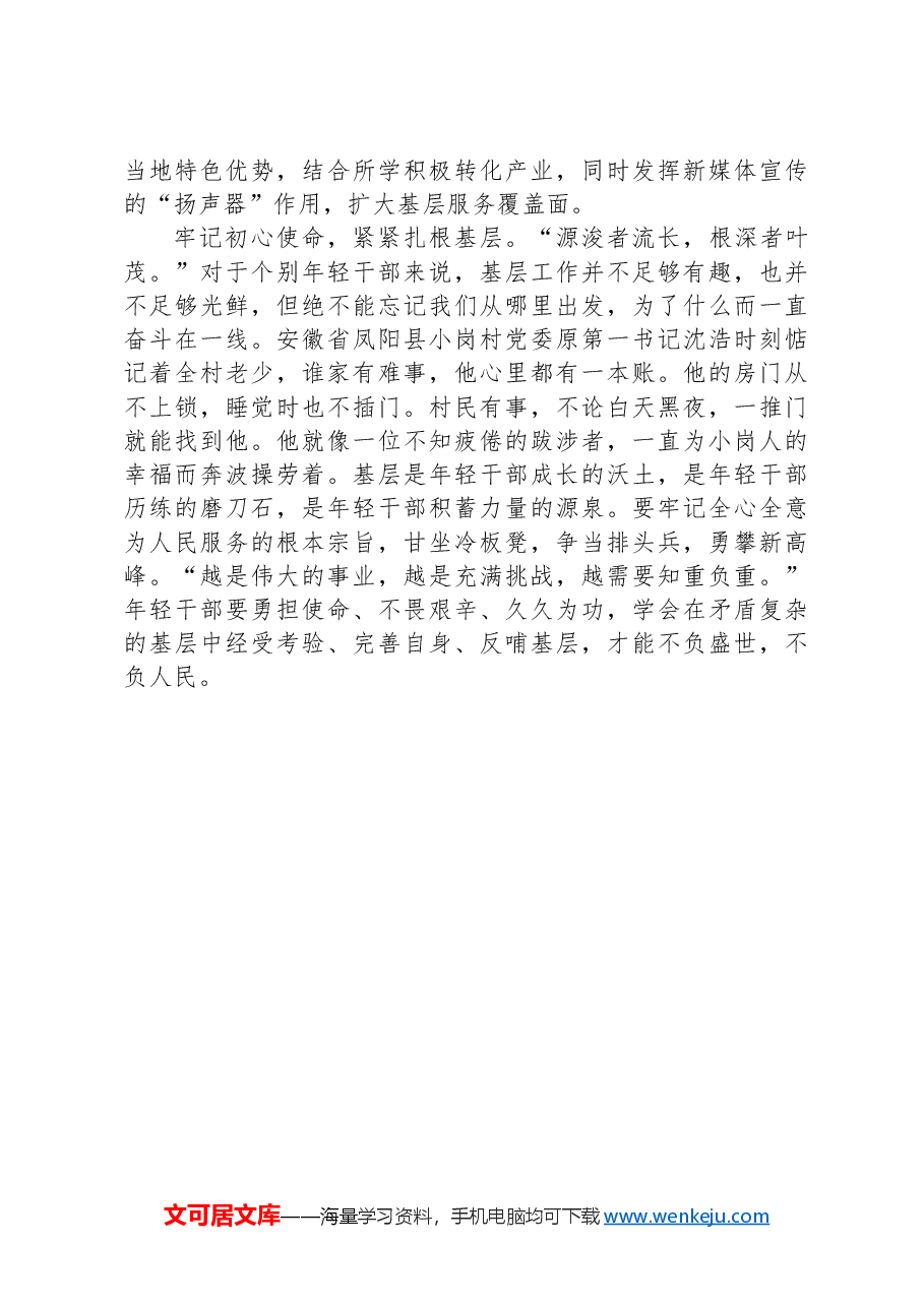 年轻干部研讨发言:扎根基层沃土写青春.docx,第2页预览