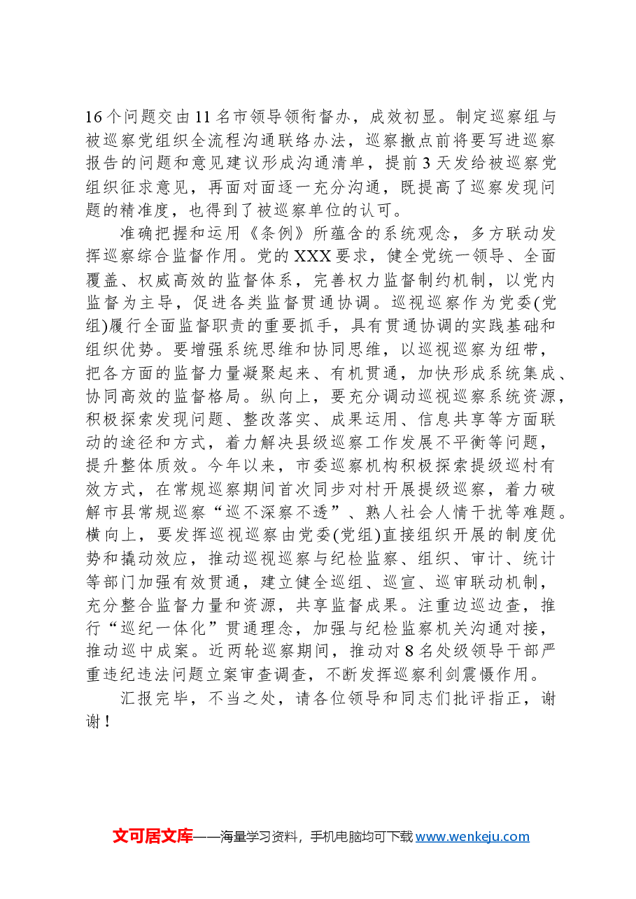 在全市巡察工作推进会上的汇报发言.docx,第3页预览