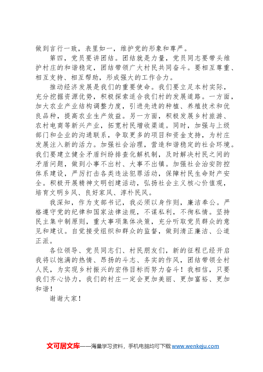 2024年村新任支部书记任职发言.docx,第2页预览