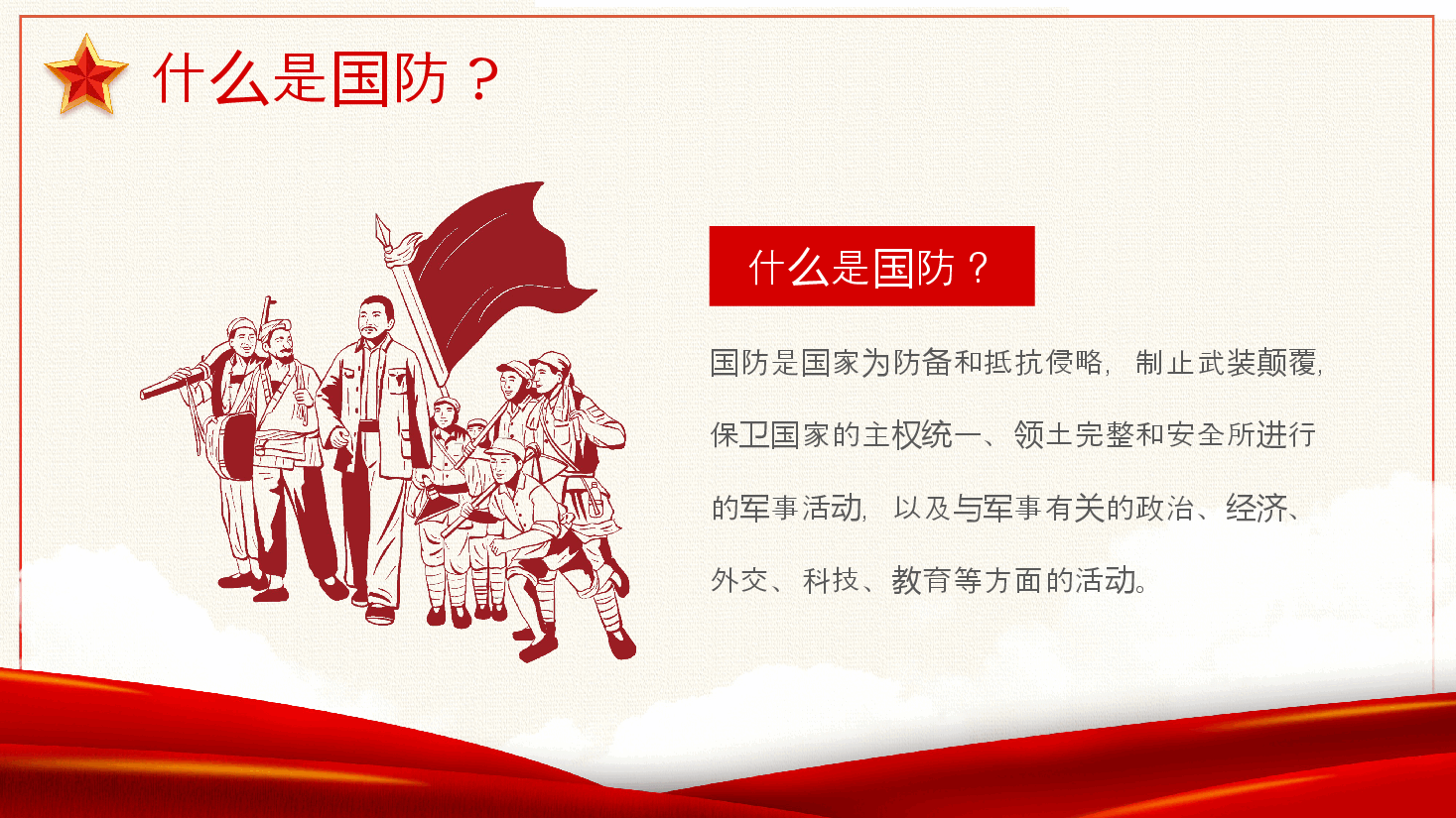 简约风大学生国防教育科普PPT模板.pptx，第4页预览