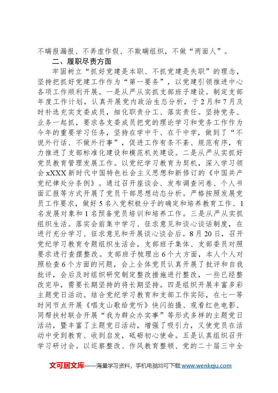支部书记党建工作述职报告(通用).docx,第2页预览