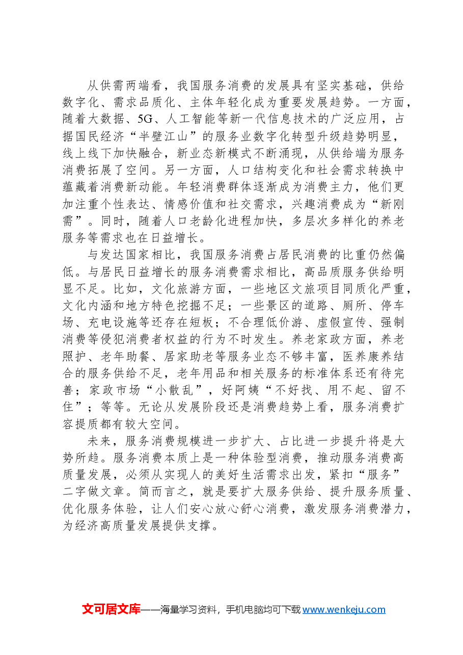 发展服务消费研讨发言稿.docx,第2页预览