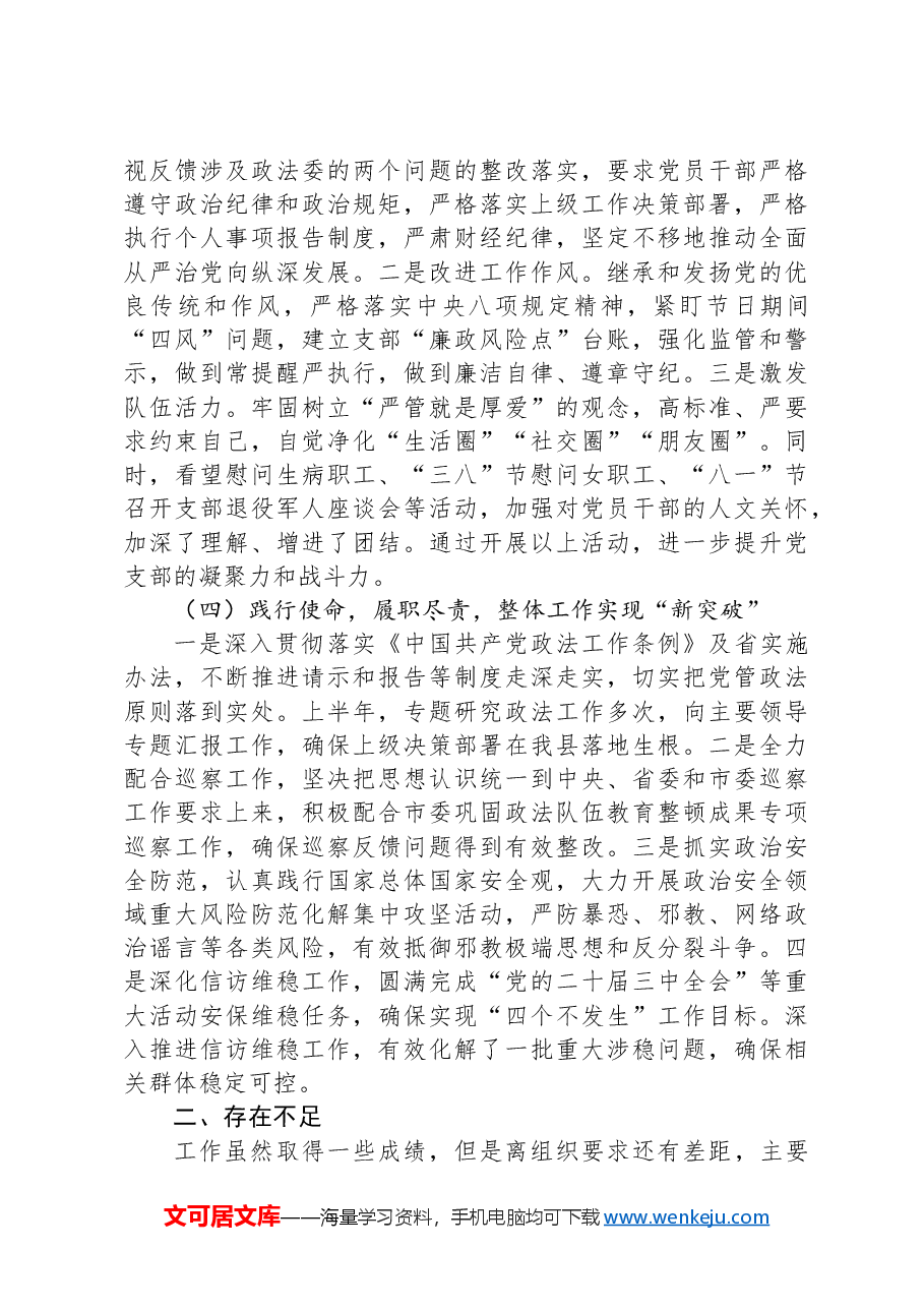 党支部书记2024年度上半年党建述职报告.docx,第3页预览