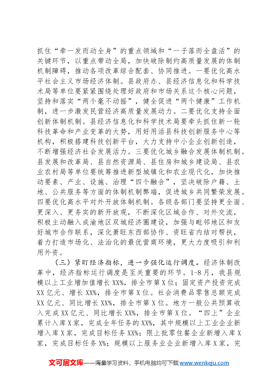 在全县经济体制改革专项小组工作推进会上的讲话.docx,第3页预览