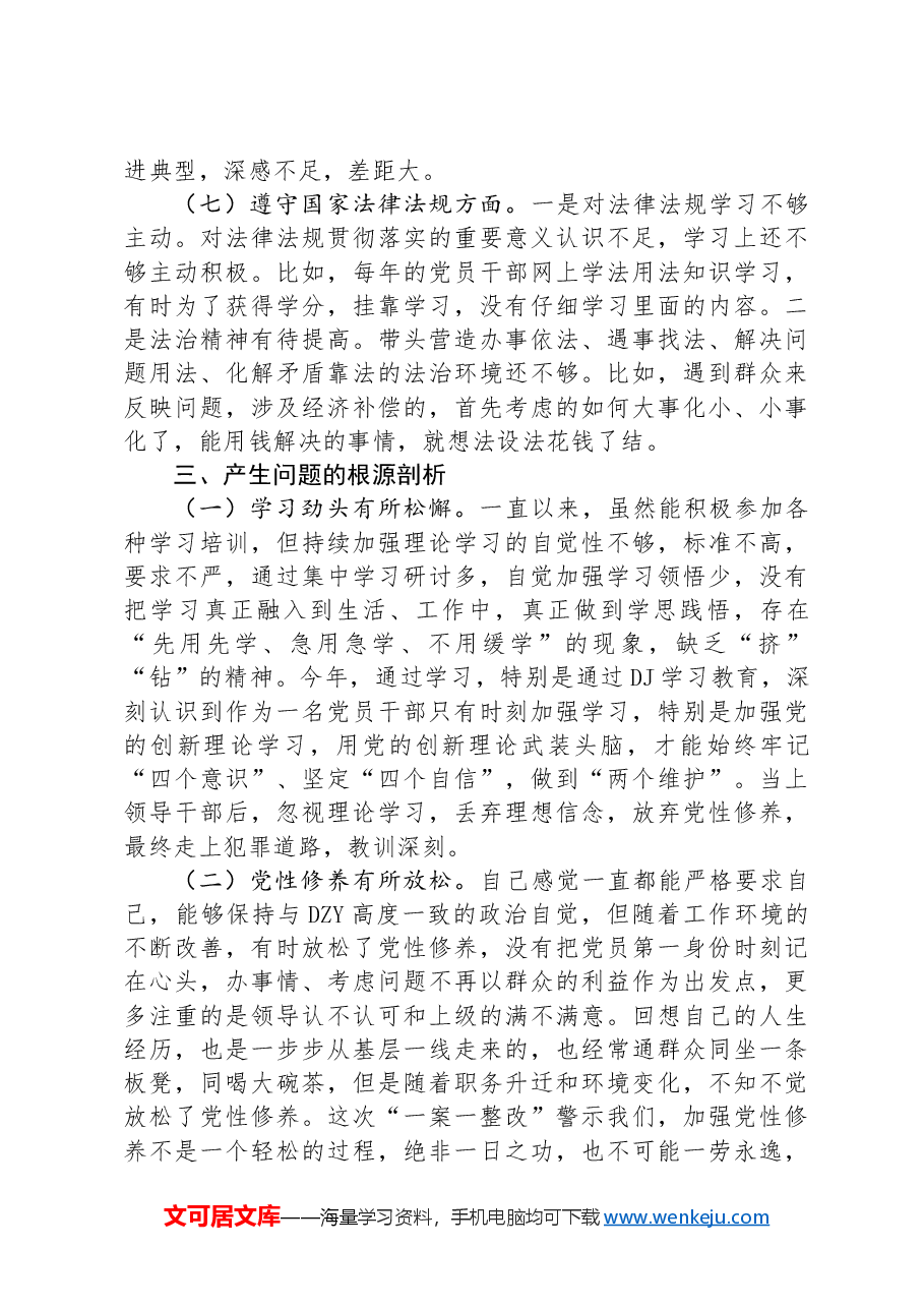 “一案一整改”专题民主生活会发言提纲.docx,第4页预览
