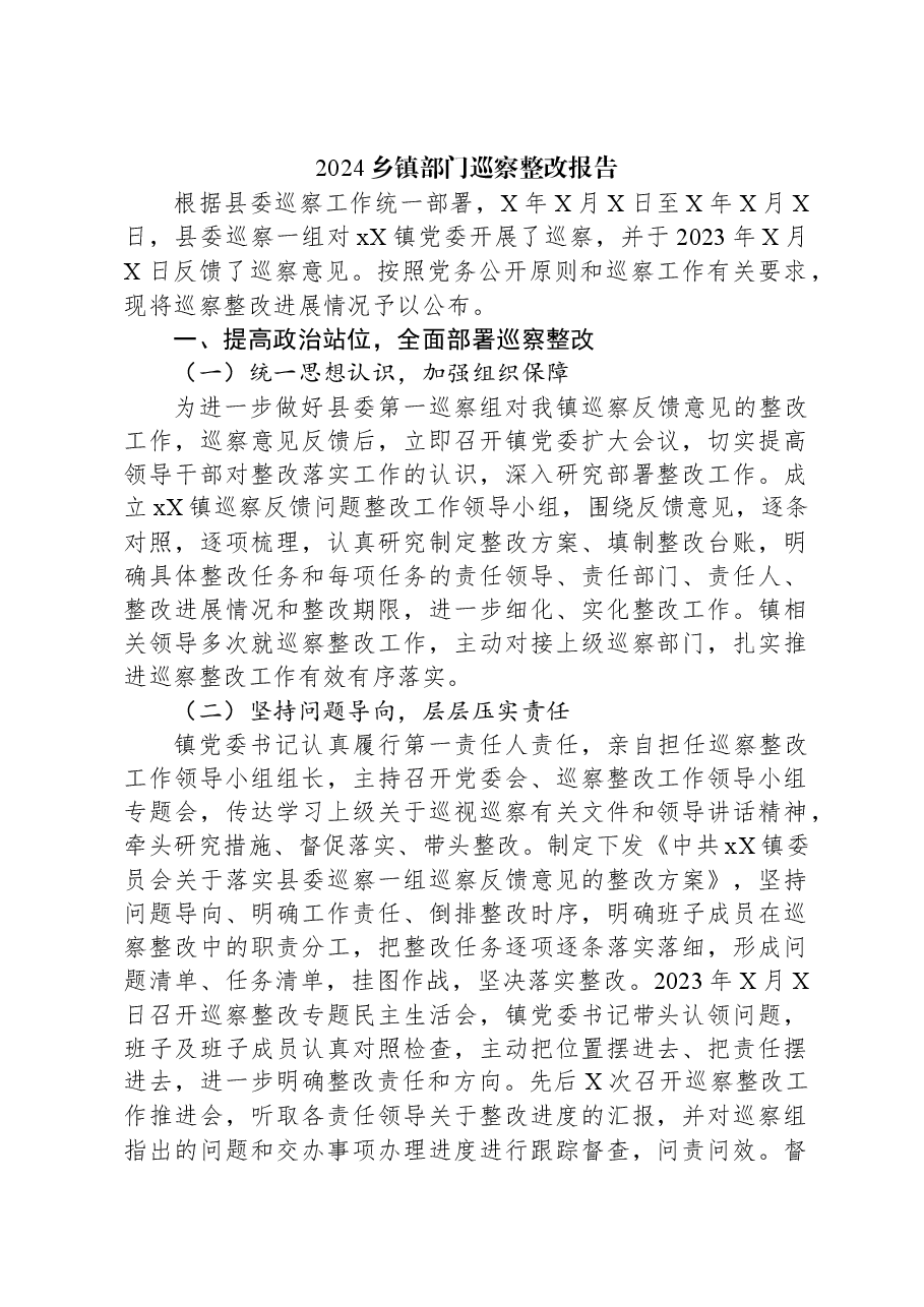 2024乡镇部门巡察整改报告.docx,第1页预览