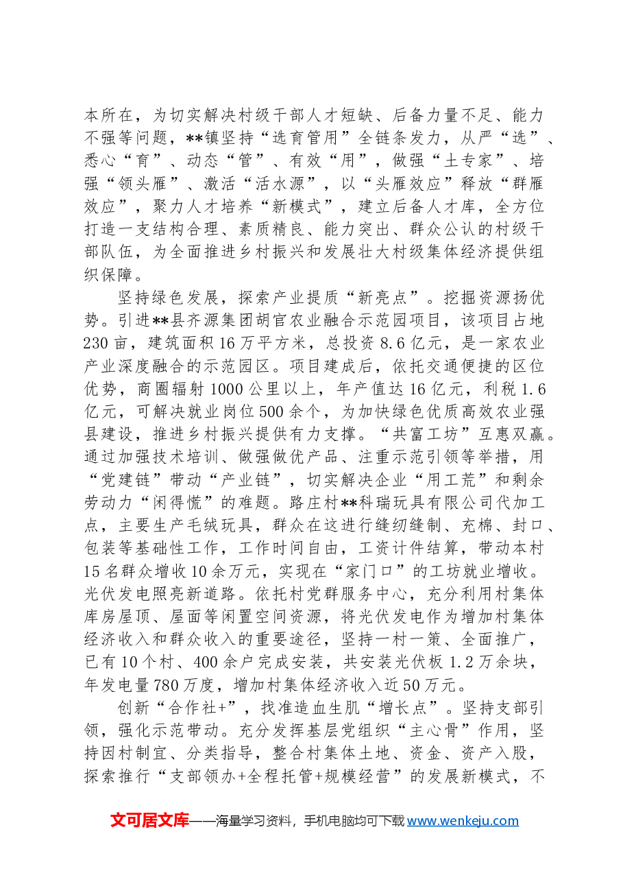 在2024年全县抓党建促乡村振兴推进会上的汇报发言.docx,第2页预览