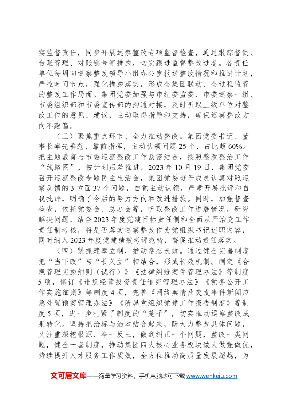 2024企业集团巡查整改工作报告.docx,第2页预览