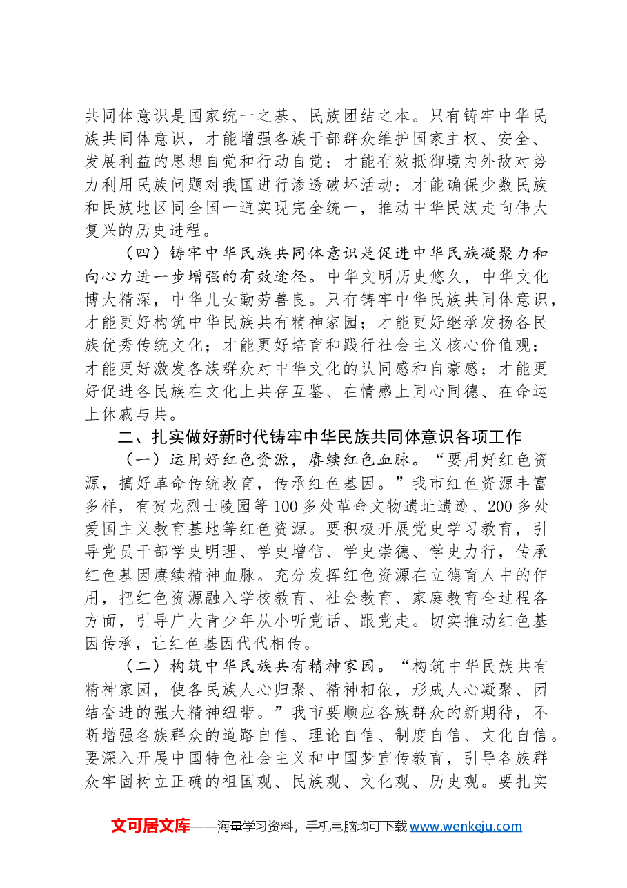 市委领导班子学习铸牢中华民族共同体意识交流发言.docx,第2页预览