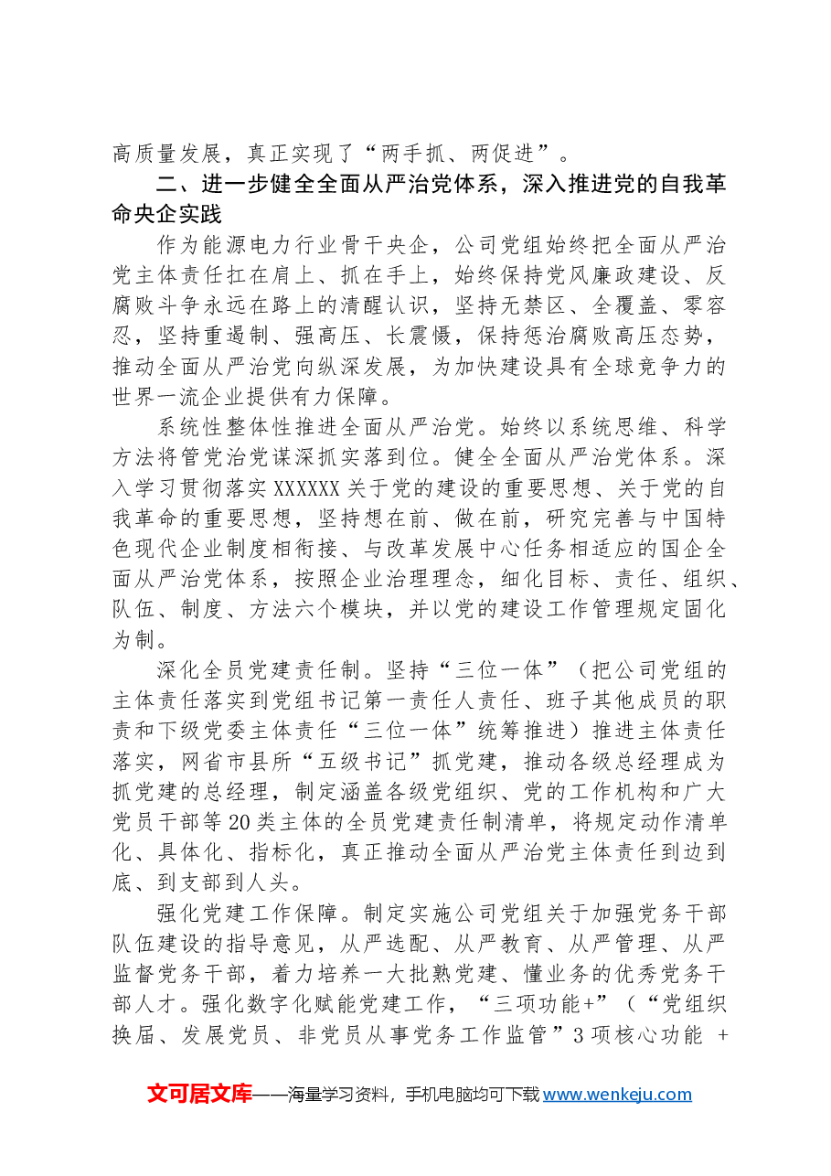 经验交流：纵深推进全面从严治党+奋力谱写新篇章.docx，第3页预览