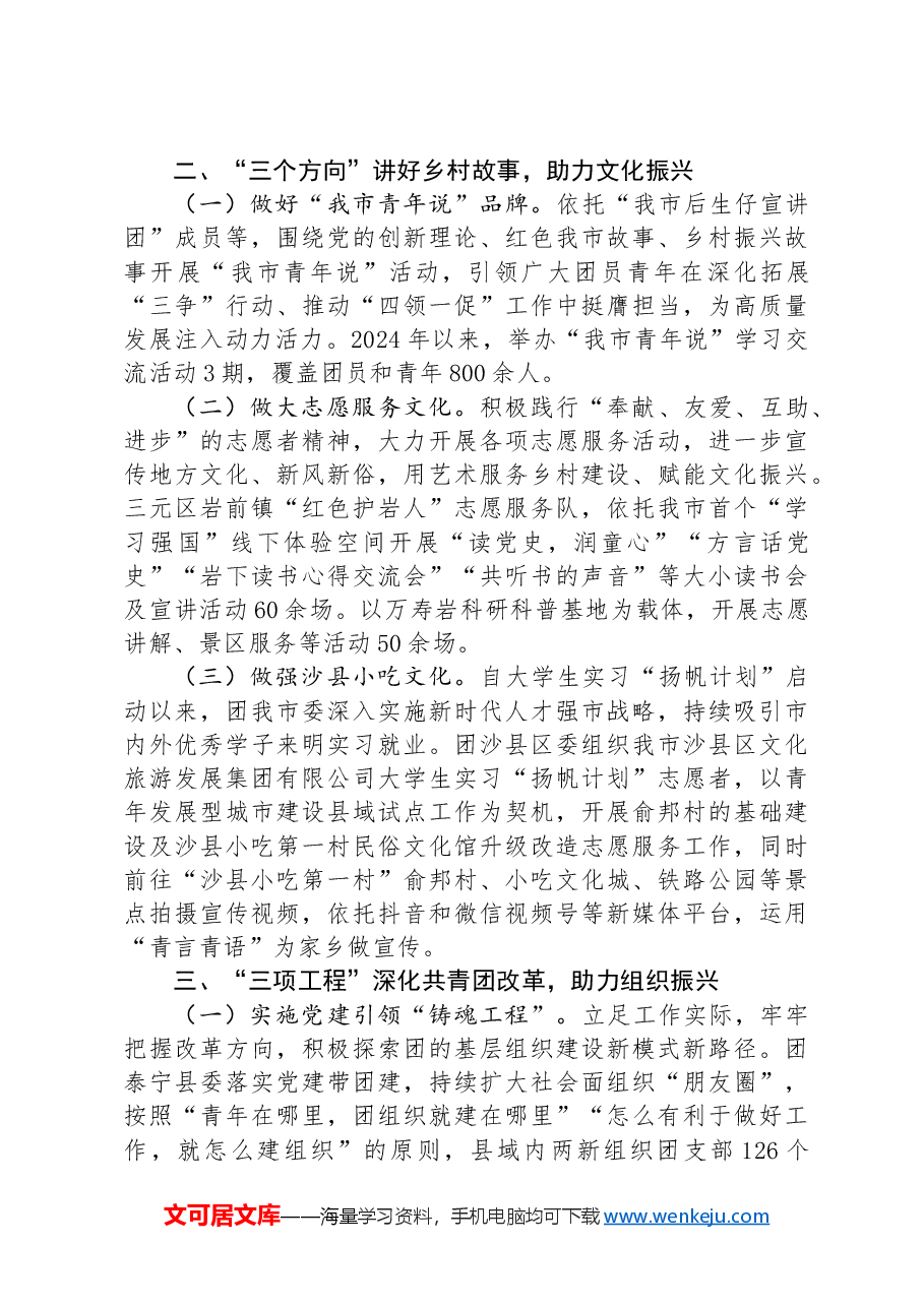团市委关于推动乡村振兴工作情况的报告.docx,第2页预览