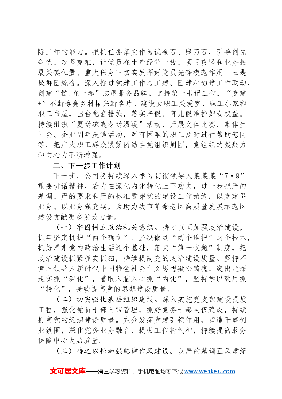 公司党委关于推进全面从严治党工作情况的报告.docx,第4页预览