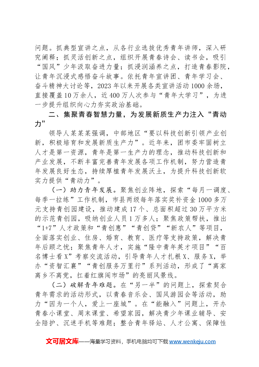 团市委书记在全省青年工作会议上的交流发言.docx,第2页预览