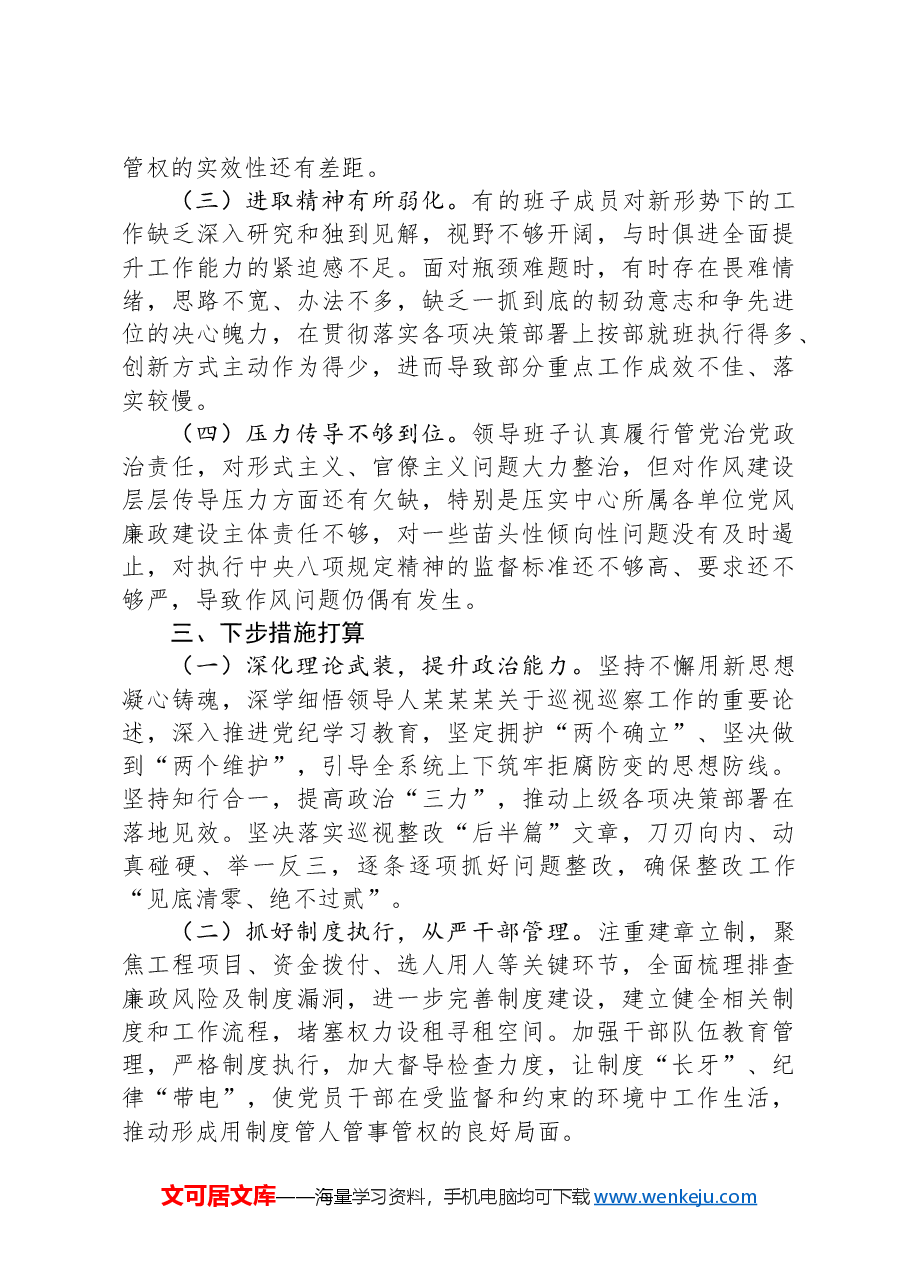 省委巡视反馈问题整改专题民主生活会班子对照检查材料.docx,第3页预览