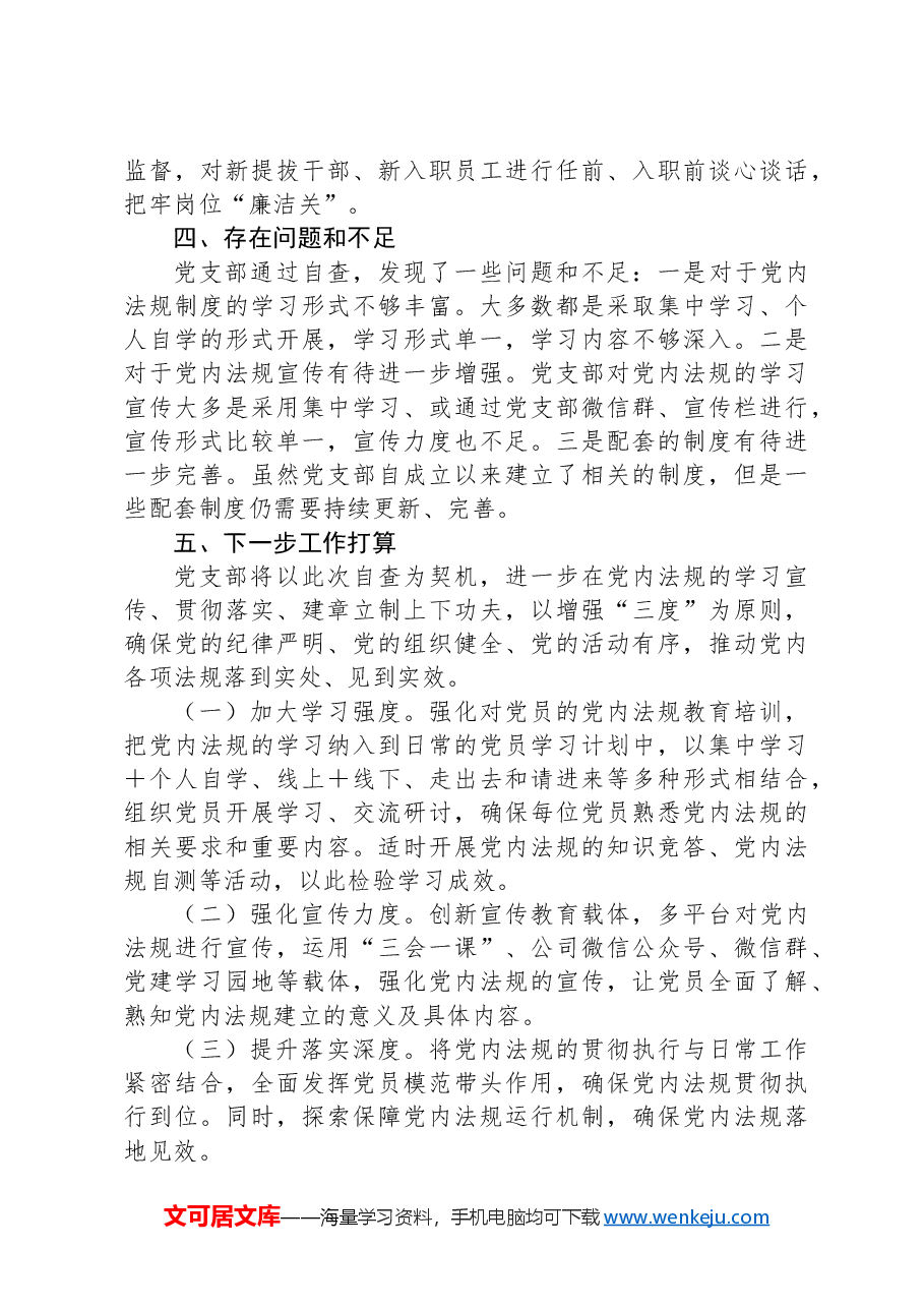 党支部党内法规执行情况自查报告.docx,第3页预览