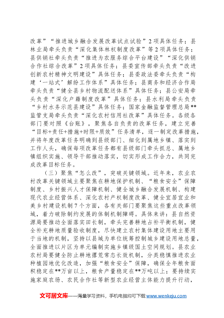 在全县农业和农村体制改革专项小组工作推进会上的讲话.docx,第3页预览