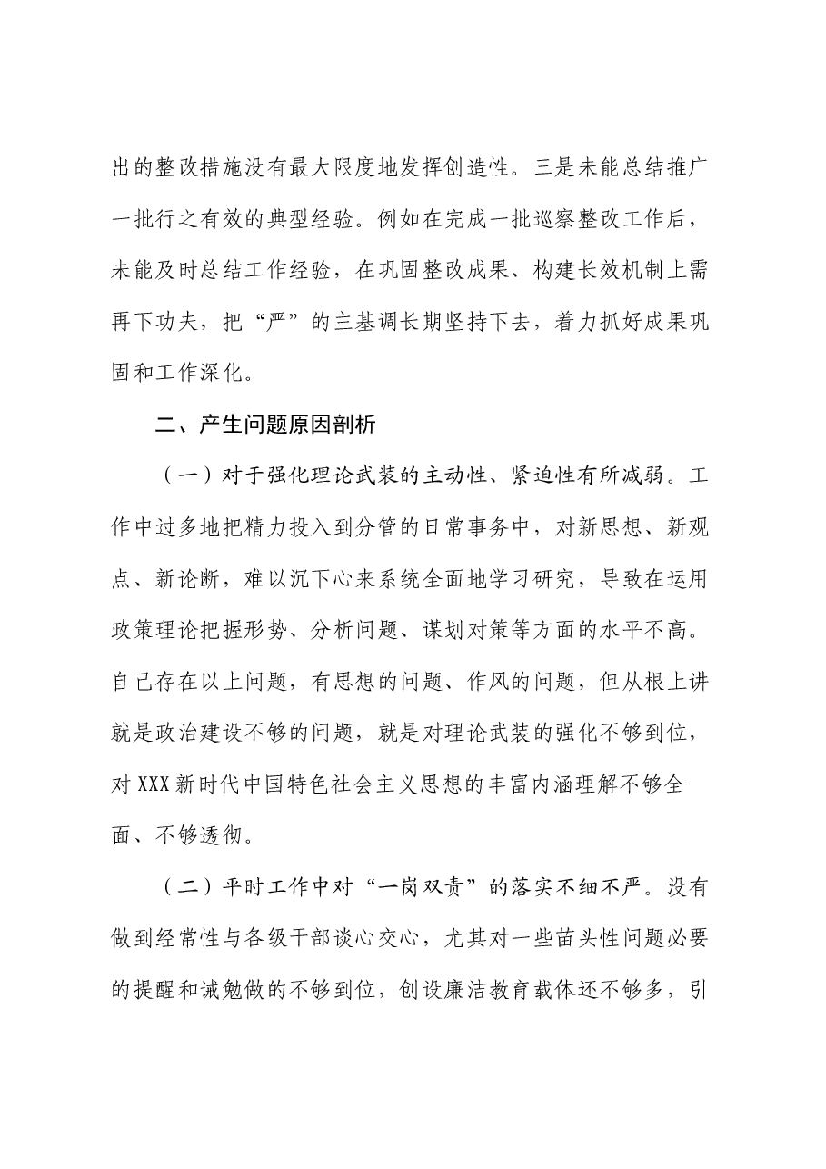 巡察整改专题民主生活会个人对照检查材料（6）.docx，第4页预览